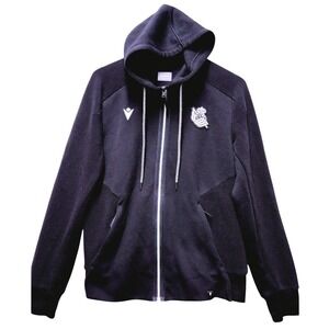 Macron Real Sociedad Full Zip Hoodie Mens Small Black Soccer Training Jacket